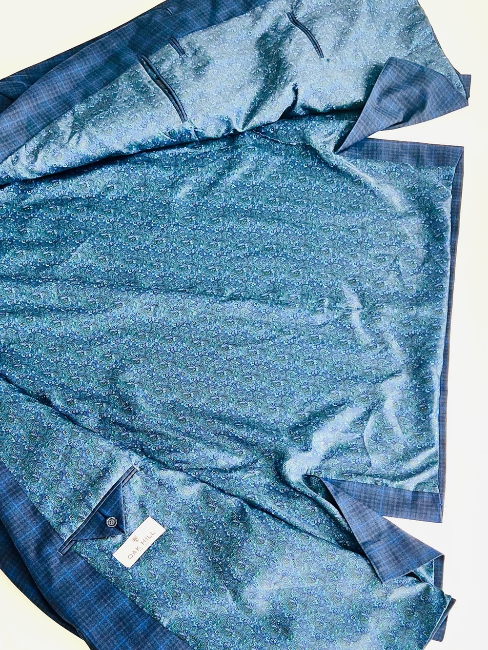 5XLarge Stretch Oak Hill Blue Plaid Men's Blazer - Classic Tailored Style - Picture 10 of 11